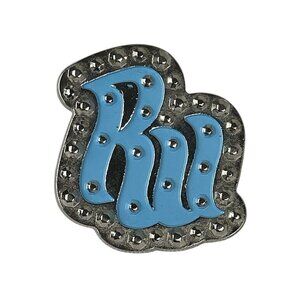 Vintage Enamel Pin “RU” Robin’s Egg Blue Silver Logo